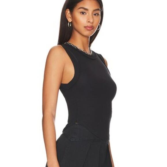 We The Free Black Round Neck Sleeveless Kate Shirt Ribbed Tank Top S - Picture 2 of 14